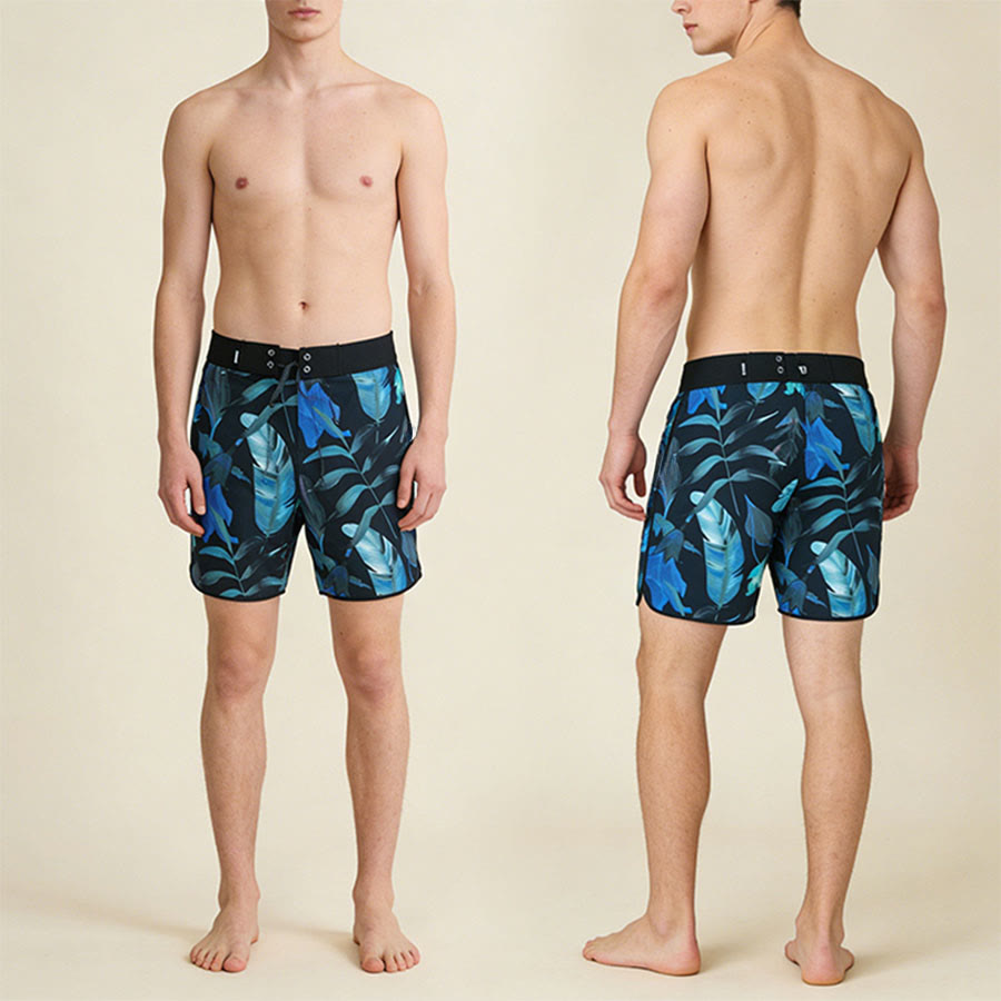 Olivenorma Outdoor Surf Style Large Tropical Foliage Print Comfort Loose Men's Short Pants - image 4