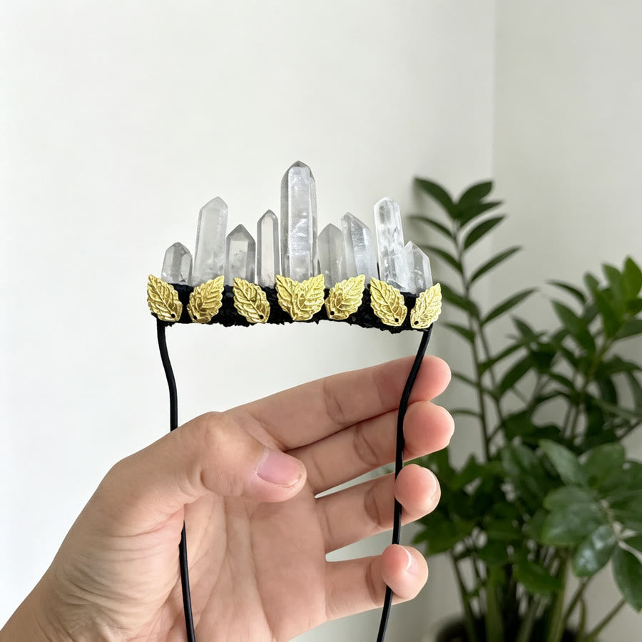 Olivenorma Golden Leaf Trim Graduated Clear Crystal Spike Handmade Decor Crystal Brooch - image 1