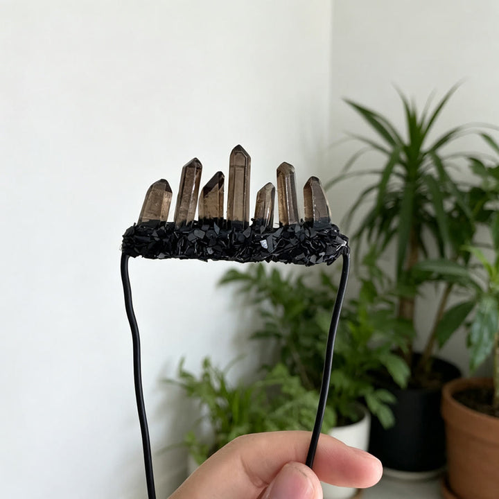 Olivenorma Mystic Witchy Graduated Smoky Spike Crystal Dark Base Healing Crystal Brooch - image 1