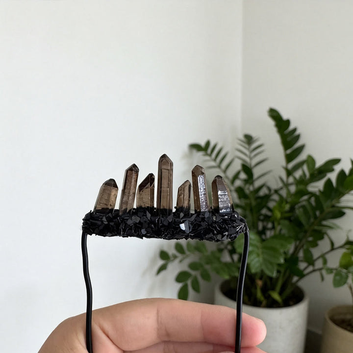 Olivenorma Mystic Witchy Graduated Smoky Spike Crystal Dark Base Healing Crystal Brooch - image 2