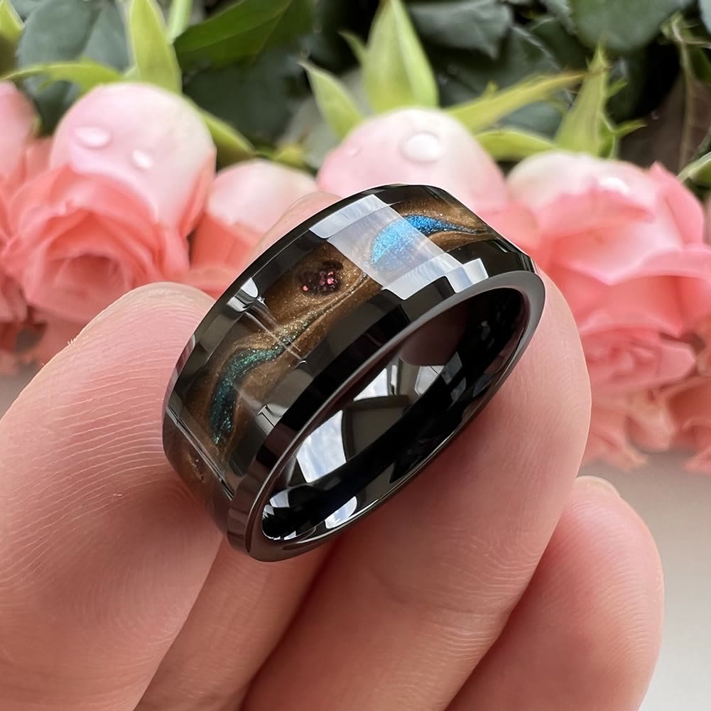 FREE Today: Antique Colorful Flowing Sand Design 8mm Black Stainless Steel Ring - image 6
