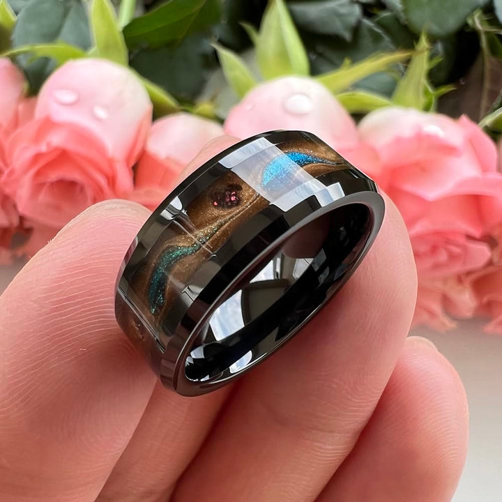 FREE Today: Antique Colorful Flowing Sand Design 8mm Black Stainless Steel Ring - image 6