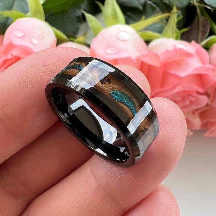 FREE Today: Antique Colorful Flowing Sand Design 8mm Black Stainless Steel Ring - image 7