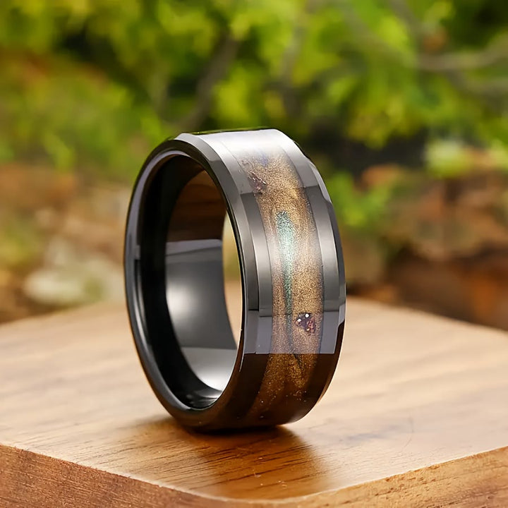 FREE Today: Antique Colorful Flowing Sand Design 8mm Black Stainless Steel Ring - image 9