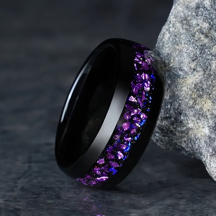 FREE Today: Galaxy Elegant Blue & Purple Starry Sky Floral 8mm Stainless Steel Ring - image 6
