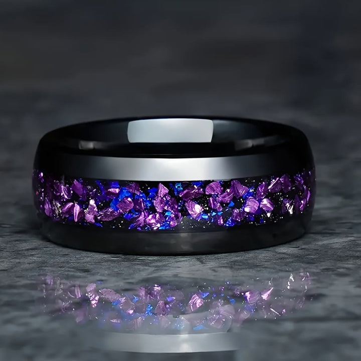 FREE Today: Galaxy Elegant Blue & Purple Starry Sky Floral 8mm Stainless Steel Ring - image 5