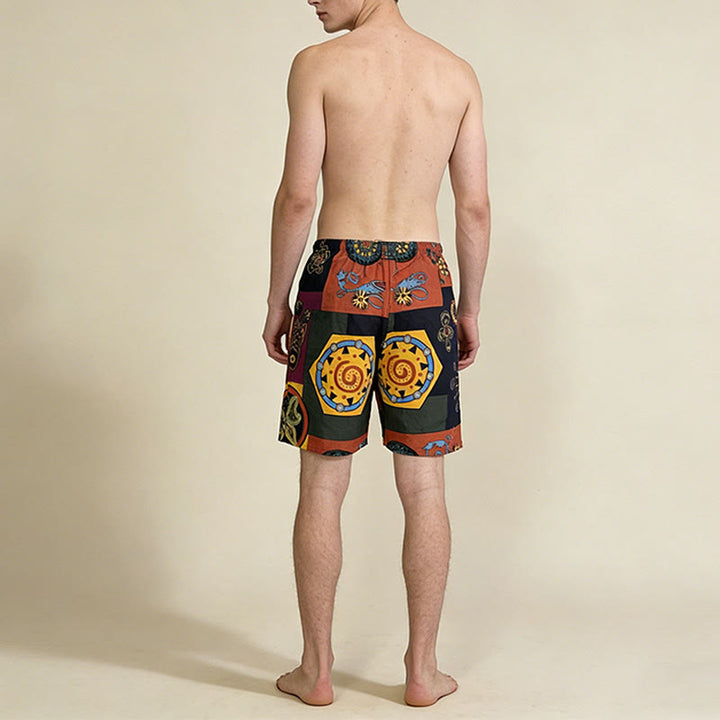 Olivenorma African Tribal Patchwork Geometric Mandala Print Drawstring Loose Fit Men's Short Pants - image 4