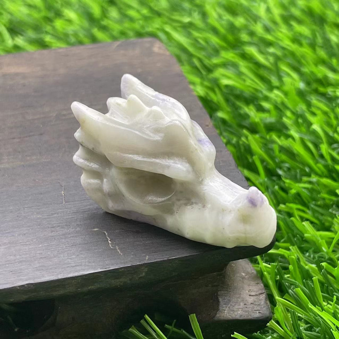 Olivenorma 1.5Inch Crystal Dragon Skull Statue Gemstone Decoration - Jade - image 13