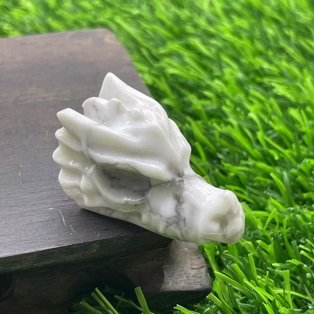 Olivenorma 1.5Inch Crystal Dragon Skull Statue Gemstone Decoration - White Turquoise - image 15