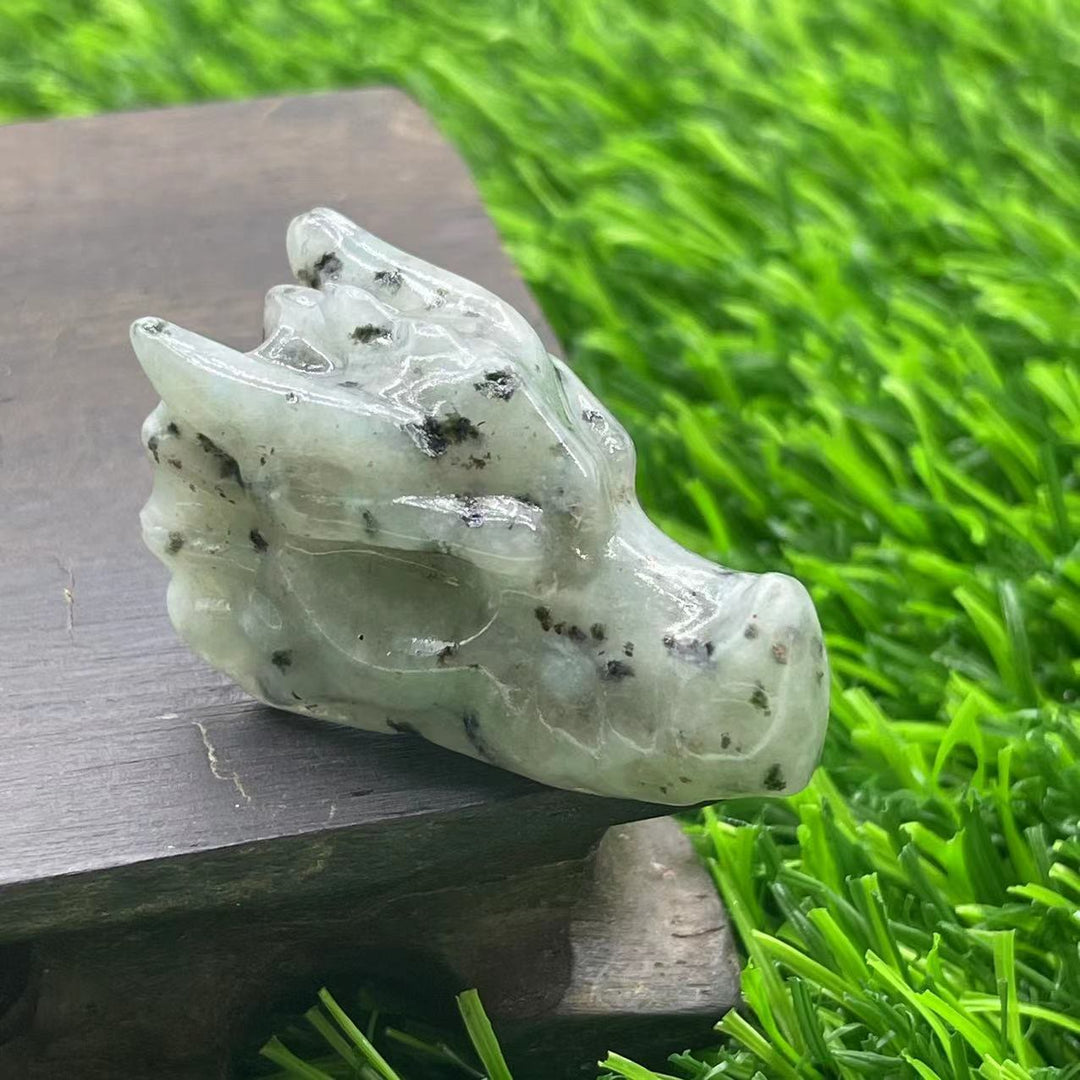 Olivenorma 1.5Inch Crystal Dragon Skull Statue Gemstone Decoration - White Flash Stone - image 37
