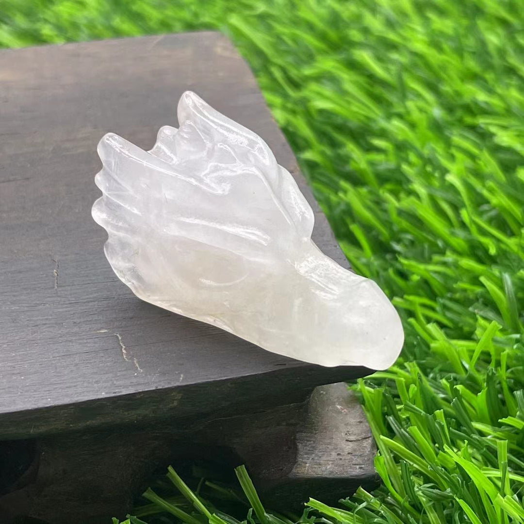 Olivenorma 1.5Inch Crystal Dragon Skull Statue Gemstone Decoration - Rose Quartz - image 19