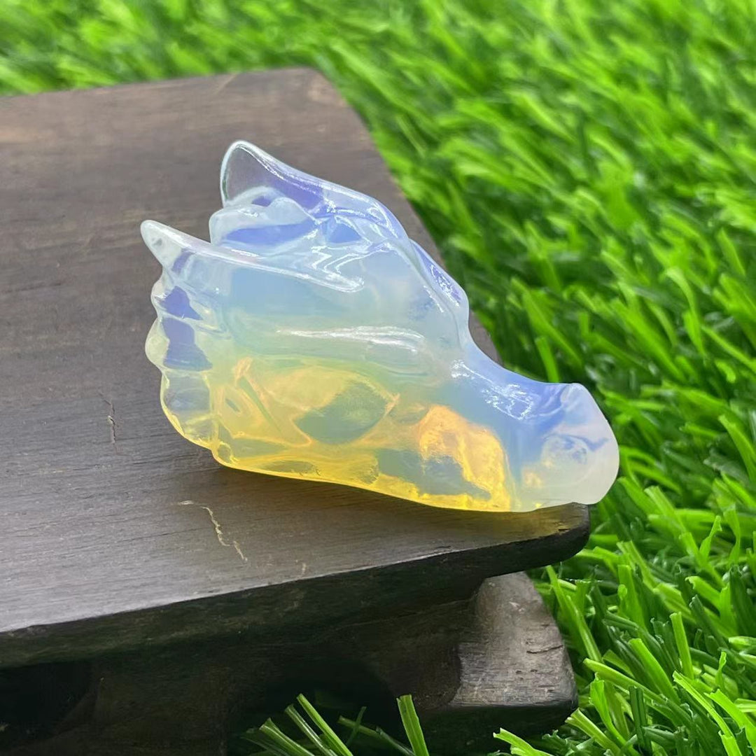 Olivenorma 1.5Inch Crystal Dragon Skull Statue Gemstone Decoration - Opalite - image 21