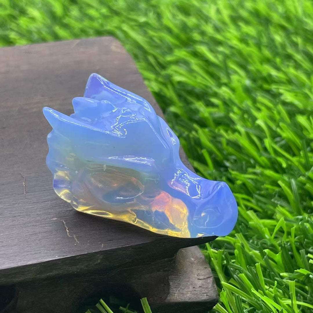 Olivenorma 1.5Inch Crystal Dragon Skull Statue Gemstone Decoration - Blue Opalite - image 33