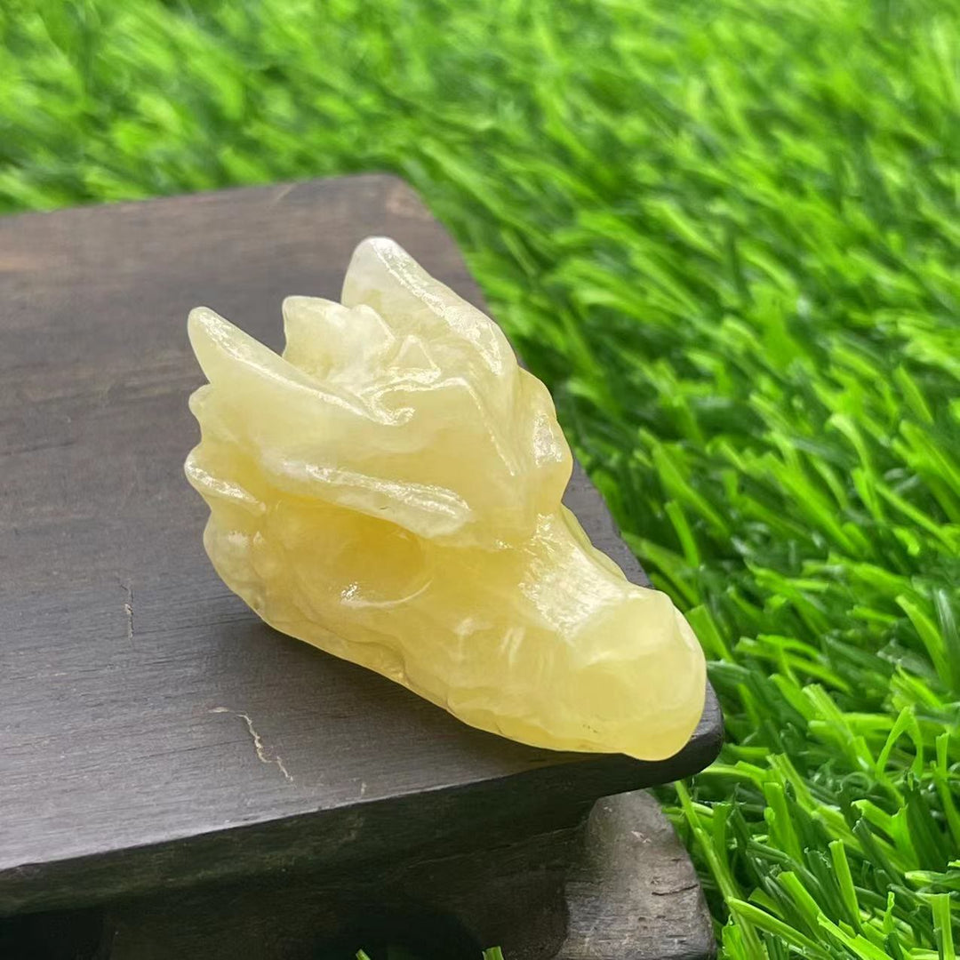 Olivenorma 1.5Inch Crystal Dragon Skull Statue Gemstone Decoration - Yellow Jade - image 25