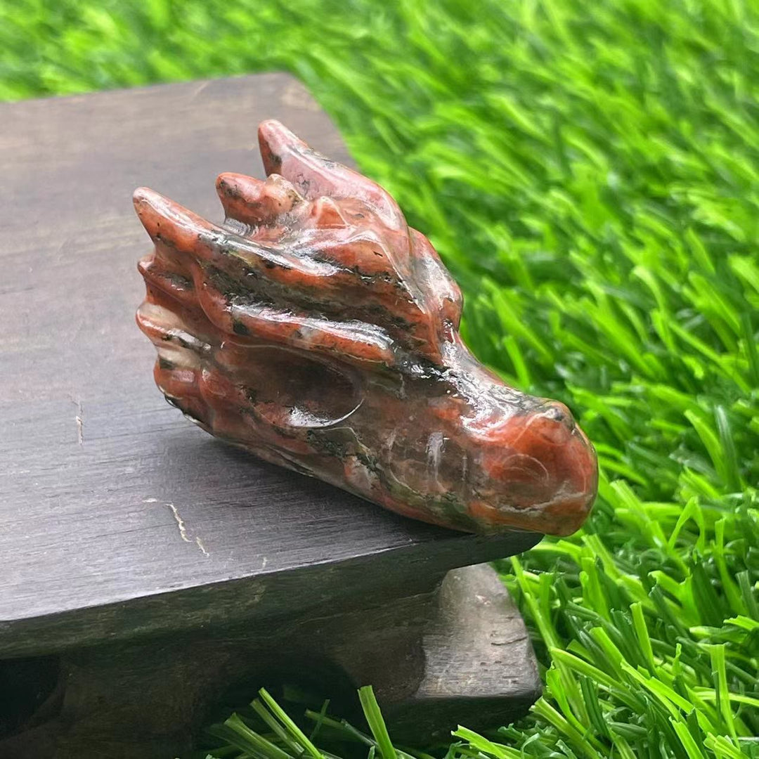 Olivenorma 1.5Inch Crystal Dragon Skull Statue Gemstone Decoration - Red Obsidian - image 23