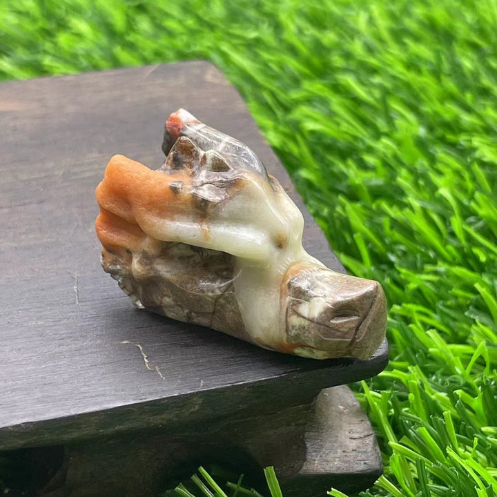 Olivenorma 1.5Inch Crystal Dragon Skull Statue Gemstone Decoration - Coin Agate - image 38