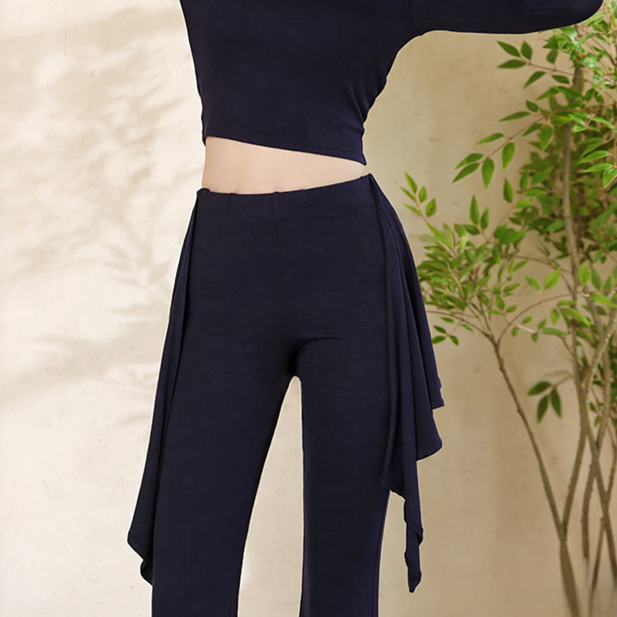 Olivenorma Knotted Waist Asymmetrical Wrap Design High Rise Flared Women's Yoga Pants - image 5