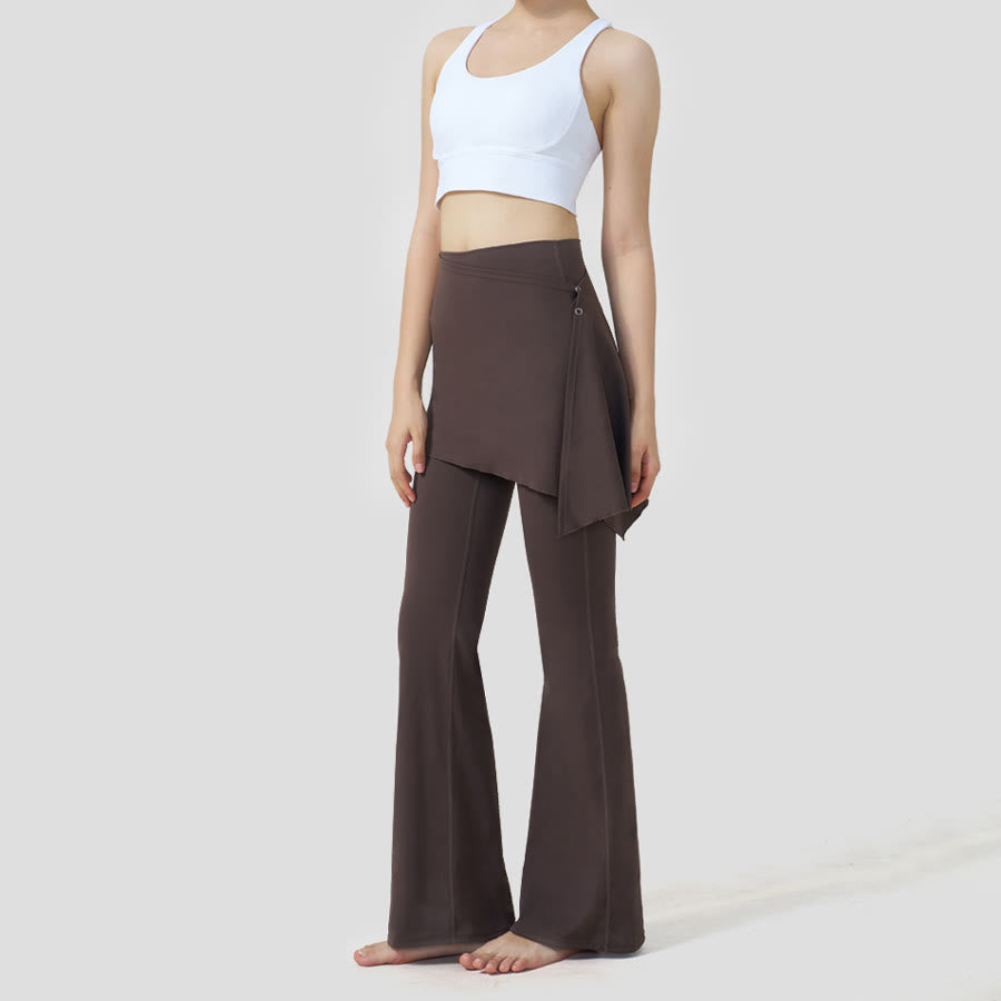 Olivenorma Layered Skirt-Overlay Design High Waist Flared Women's Yoga Pants - image 1