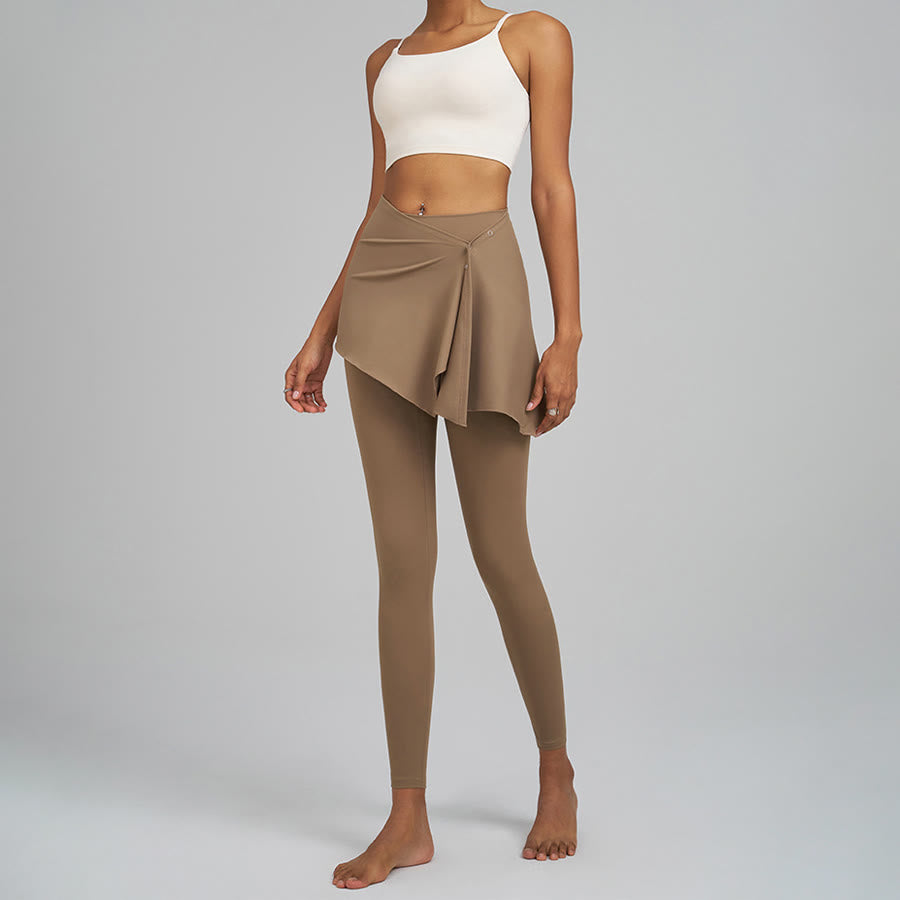 Olivenorma Wrap Skirt Detail High Waist Full-Length Women's Yoga Pants - image 8