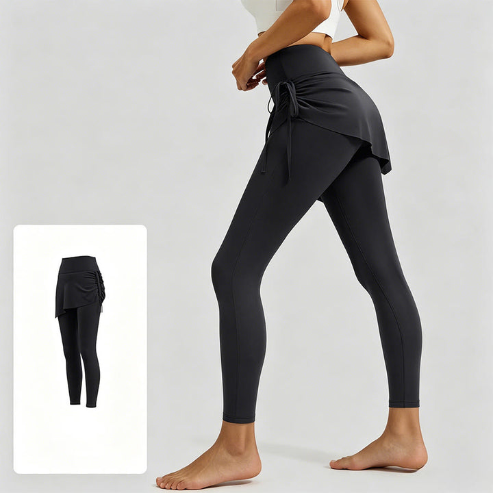 Olivenorma High Waist Wrap Skirt Overlay Drawstring Tie Women's Yoga Pants - Gunmetal Gray - XXL - image 10