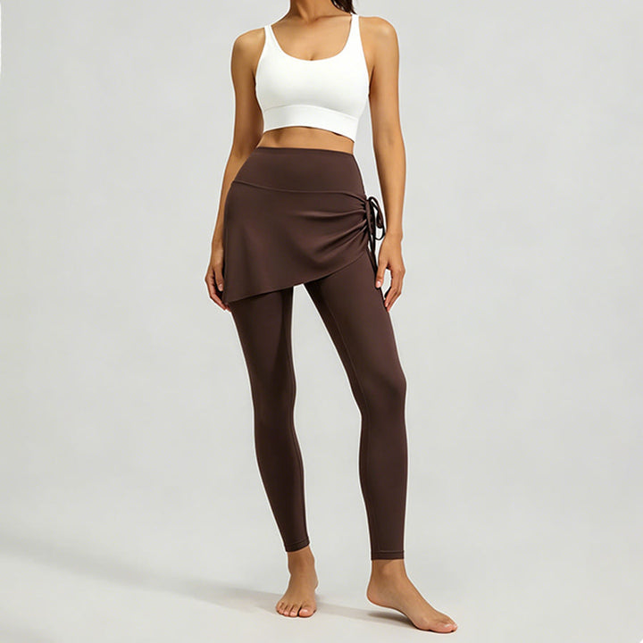 Olivenorma High Waist Wrap Skirt Overlay Drawstring Tie Women's Yoga Pants - image 3