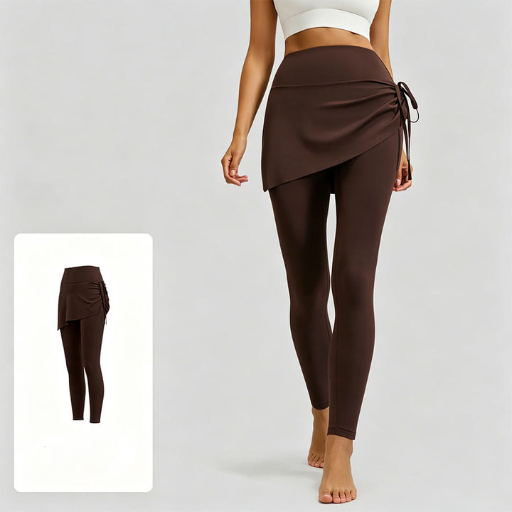 Olivenorma High Waist Wrap Skirt Overlay Drawstring Tie Women's Yoga Pants - Brewed Coffee - XXL - image 1