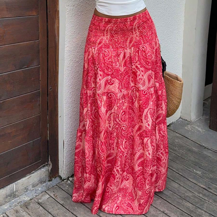 Olivenorma Resort Paisley Print High Waist Tiered Maxi Women's Dress - image 11