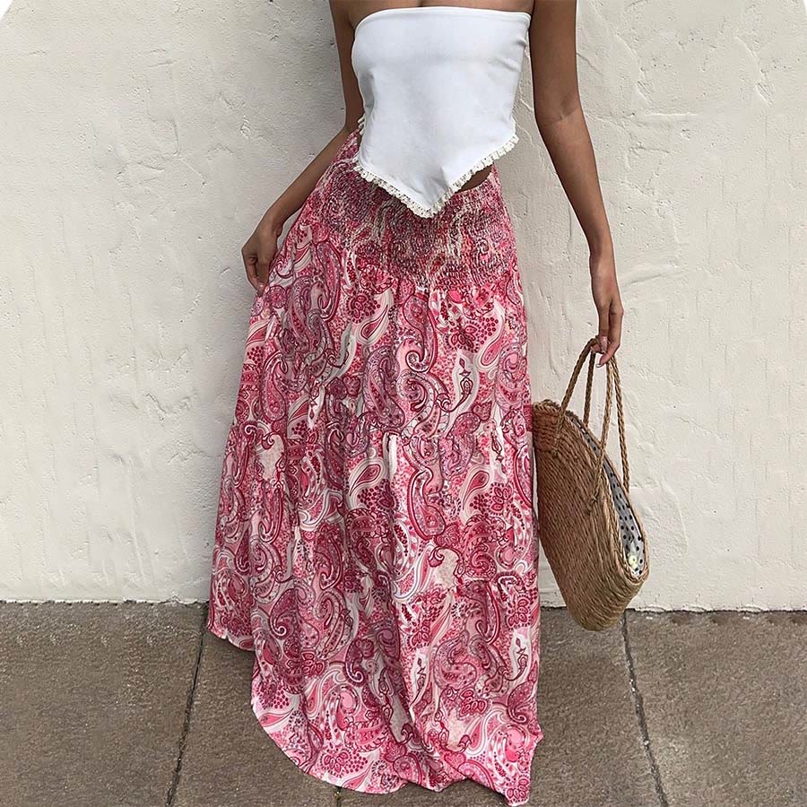 Olivenorma Resort Paisley Print High Waist Tiered Maxi Women's Dress - image 15
