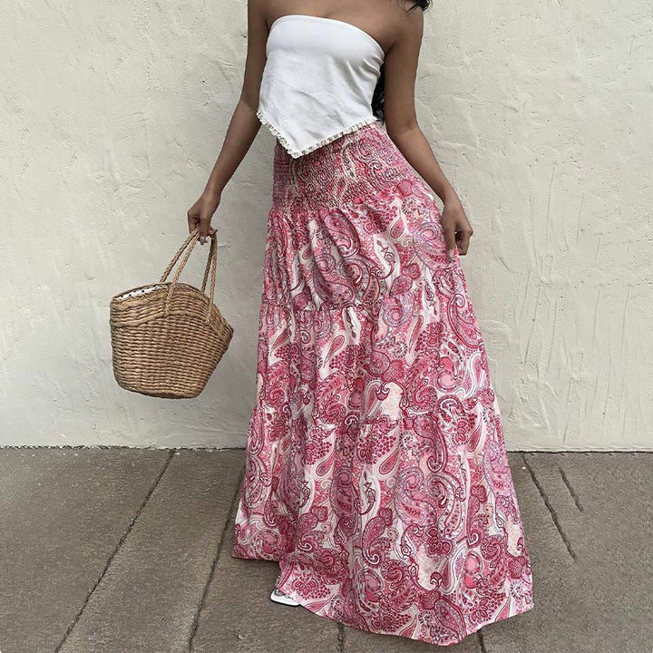 Olivenorma Resort Paisley Print High Waist Tiered Maxi Women's Dress - image 16