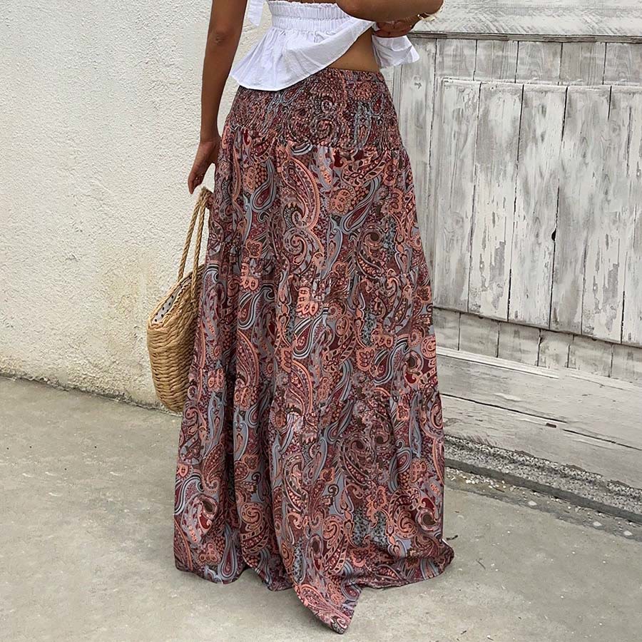 Olivenorma Resort Paisley Print High Waist Tiered Maxi Women's Dress - image 25