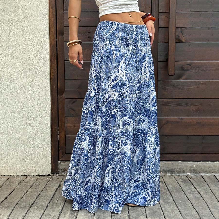 Olivenorma Resort Paisley Print High Waist Tiered Maxi Women's Dress - image 30