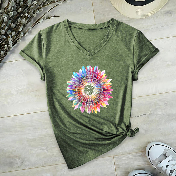 Olivenorma Zen Inspired Mandala Om Namaste V-Neck T-Shirt - image 26