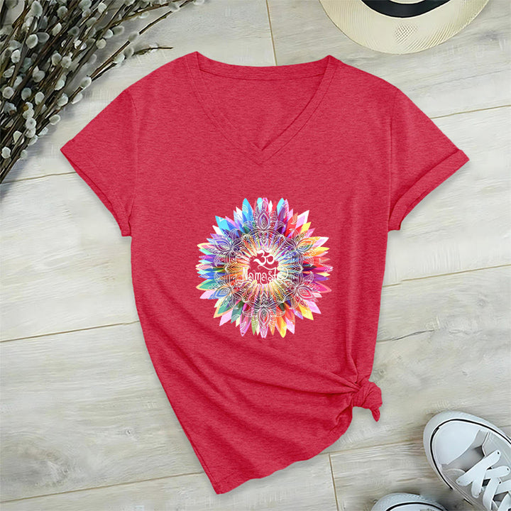 Olivenorma Zen Inspired Mandala Om Namaste V-Neck T-Shirt - image 29