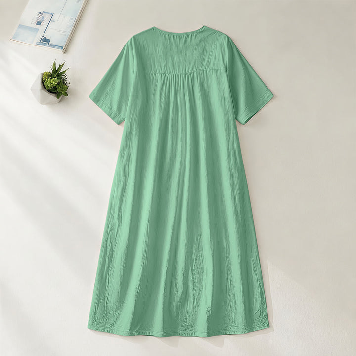 Christianartworkshop Plain Tone Love Scripture Rainbow Heart Slogan V-Neck Short Sleeve Midi Dress - image 10