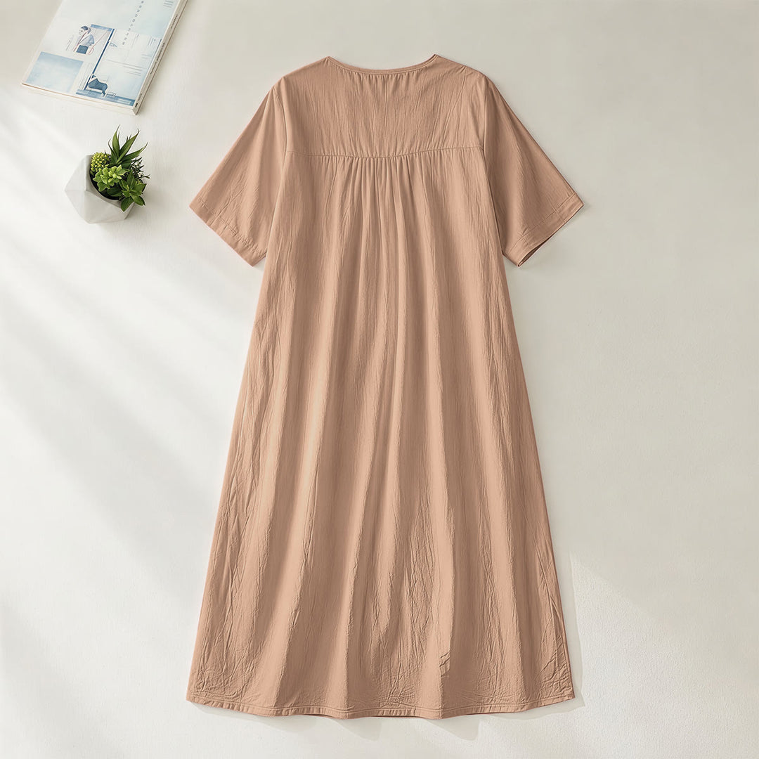 Christianartworkshop Plain Tone Love Scripture Rainbow Heart Slogan V-Neck Short Sleeve Midi Dress - image 2
