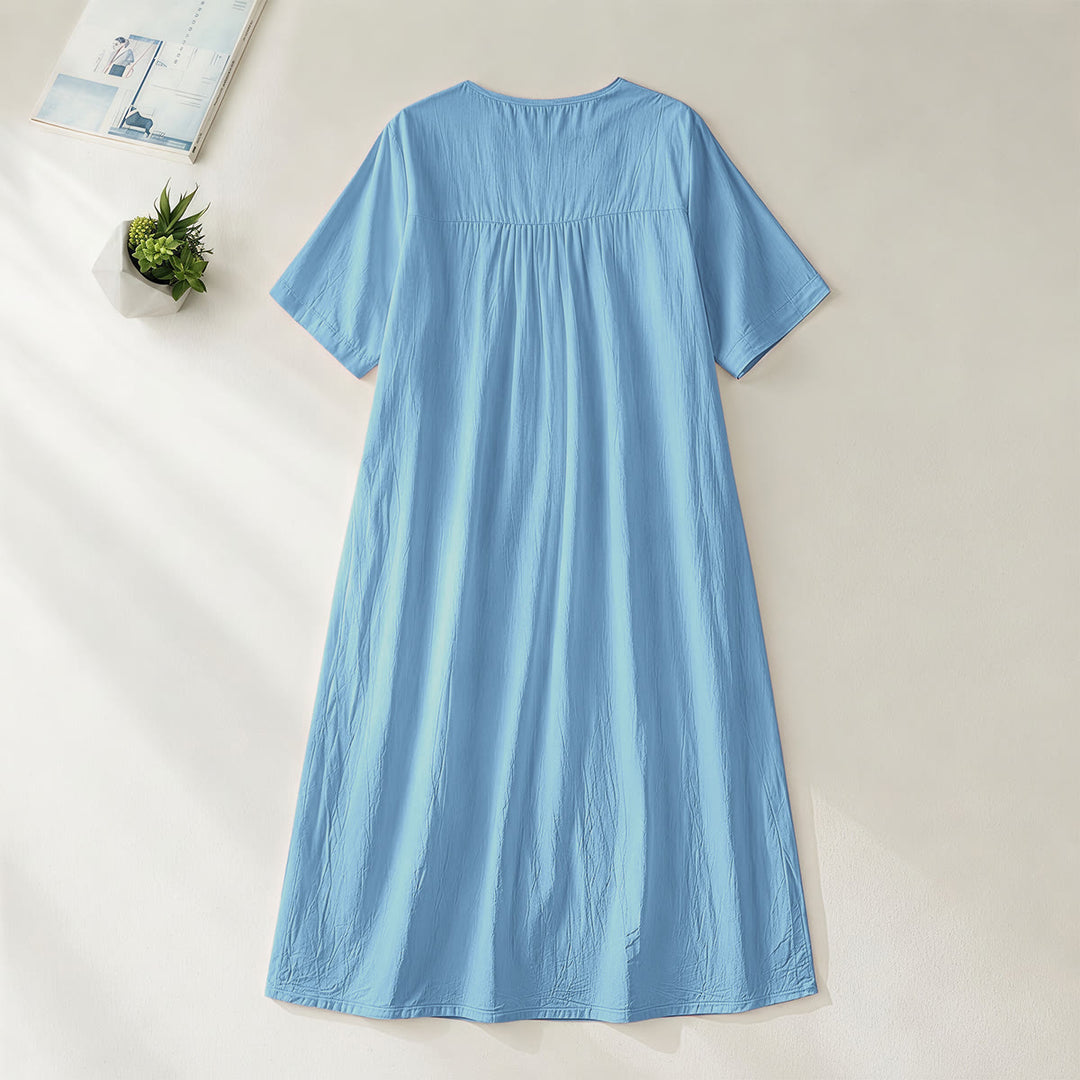 Christianartworkshop Plain Tone Love Scripture Rainbow Heart Slogan V-Neck Short Sleeve Midi Dress - image 6