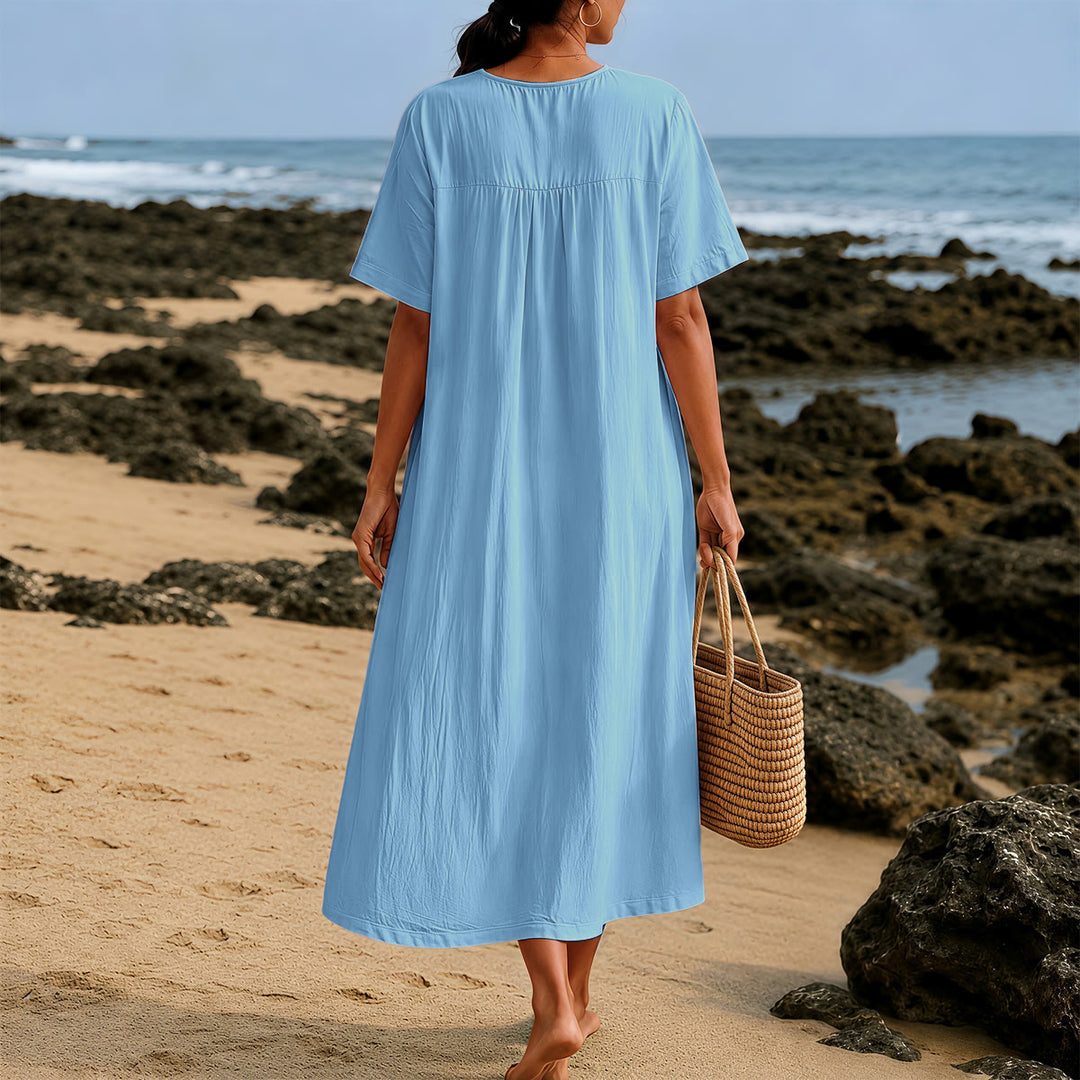 Christianartworkshop "Fueled by Coffee and Jesus" Calligraphy & Coffee Cup Print V-Neck Short Sleeve Midi Dress - image 11