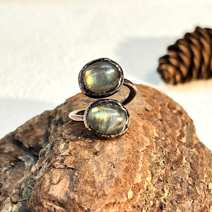 FREE Today: Natural Irregular Labradorite Kyanite Black Tourmaline Open Ring - image 8