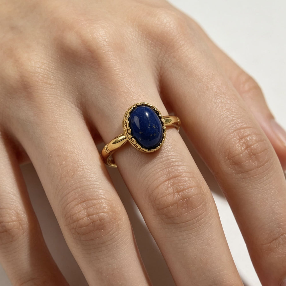FREE Today: Vintage Oval Lapis Lazuli Golden Color Ring - image 1