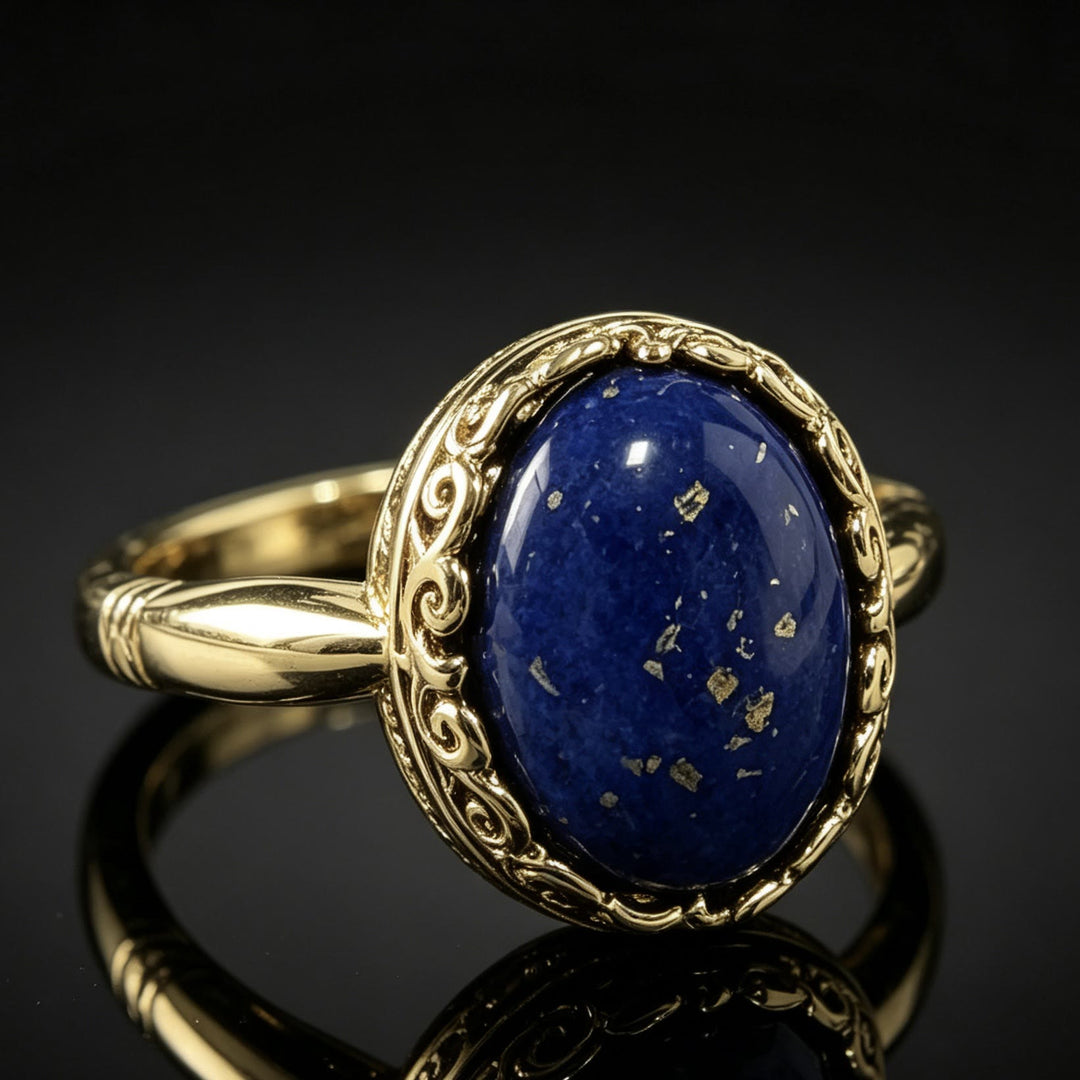 FREE Today: Vintage Oval Lapis Lazuli Golden Color Ring - US 11 - image 0
