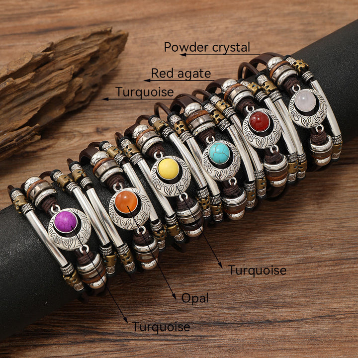 FREE Today: Natural Multi-colored Turquoise Stainless Steel Leather Bracelet - image 0