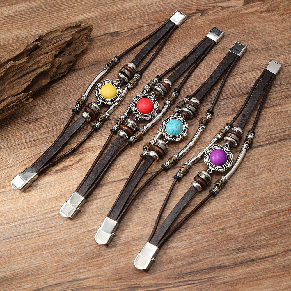 FREE Today: Natural Multi-colored Turquoise Stainless Steel Leather Bracelet - image 39