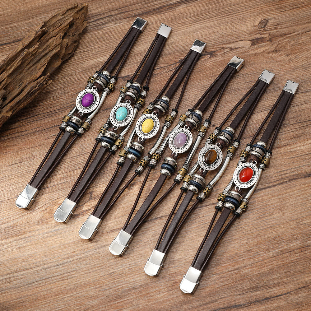 FREE Today: Natural Multi-colored Turquoise Stainless Steel Leather Bracelet - image 38