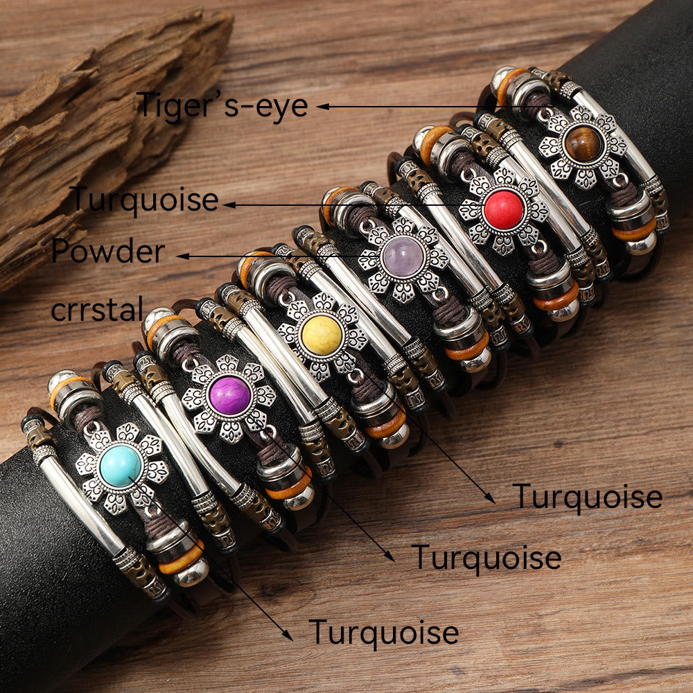 FREE Today: Natural Multi-colored Turquoise Stainless Steel Leather Bracelet - image 46