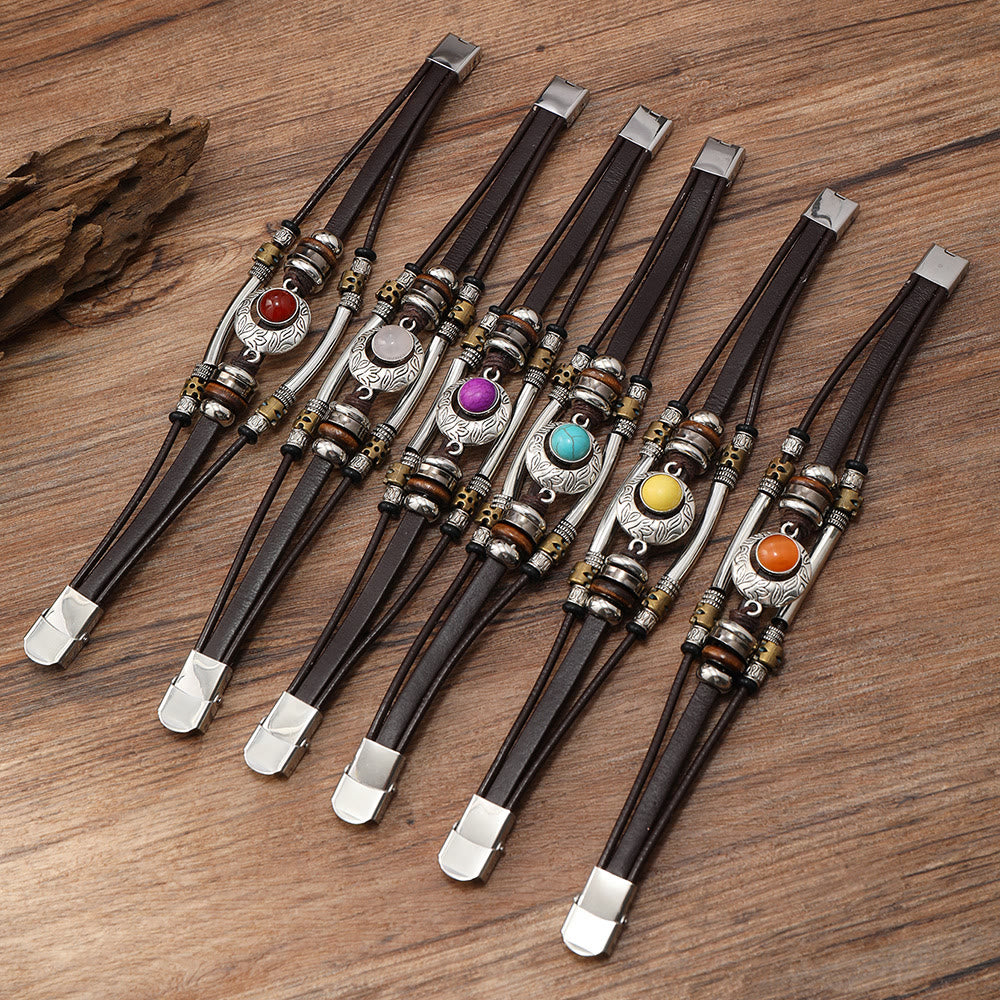 FREE Today: Natural Multi-colored Turquoise Stainless Steel Leather Bracelet - image 50