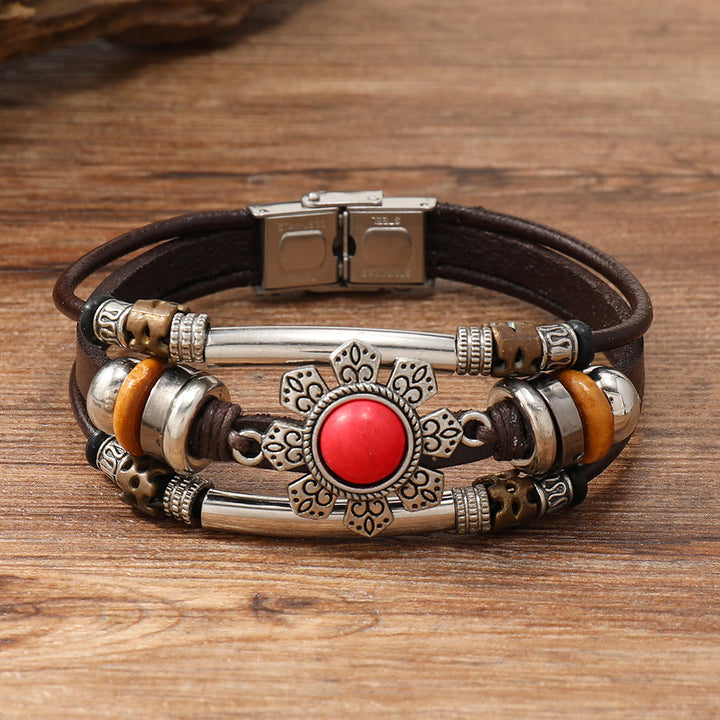 FREE Today: Natural Multi-colored Turquoise Stainless Steel Leather Bracelet - Red Turquoise - Style 2 - image 20