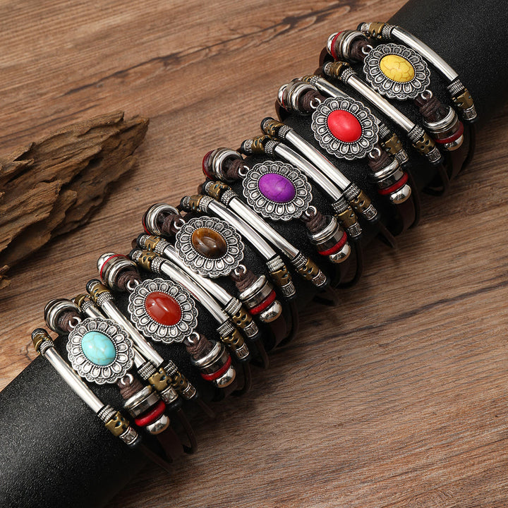 FREE Today: Natural Multi-colored Turquoise Stainless Steel Leather Bracelet - image 47