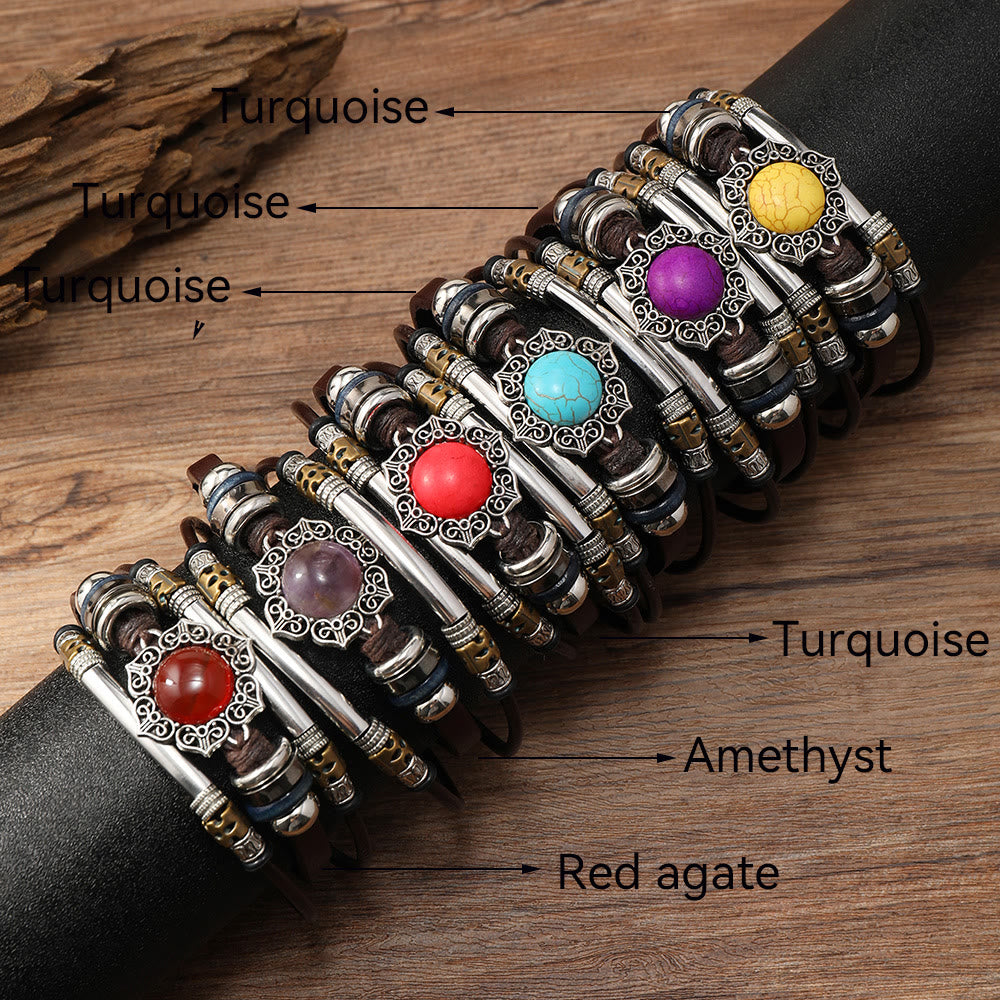 FREE Today: Natural Multi-colored Turquoise Stainless Steel Leather Bracelet - image 41