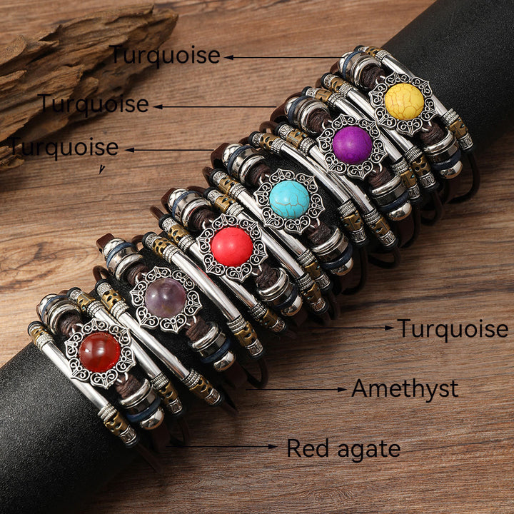 FREE Today: Natural Multi-colored Turquoise Stainless Steel Leather Bracelet - image 41