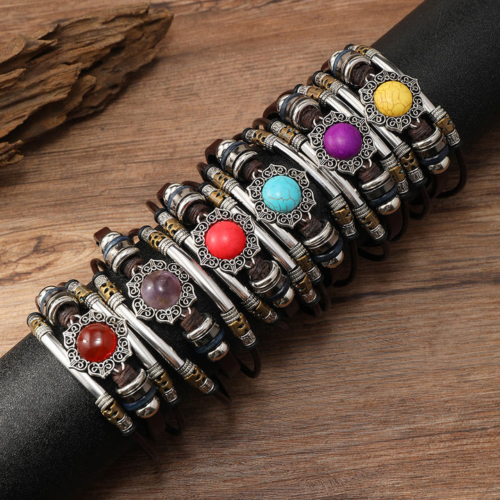 FREE Today: Natural Multi-colored Turquoise Stainless Steel Leather Bracelet - image 44